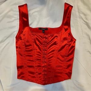 red corset top